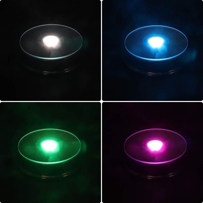 PHOSOK LED Black Display Base- Crystal Glass Art Statue Merchandise Display Stand- Multicolor Changing Light Display Stand Powered by 3 AAA Batteries （Pack of 2） - Image 4